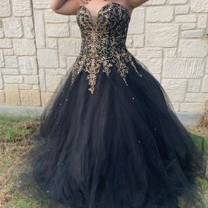 Black & Gold Quinceañera Dress
